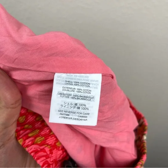 J Crew Womens 2 Cotton Skirt Pink Boho Pattern - Picture 6 of 6